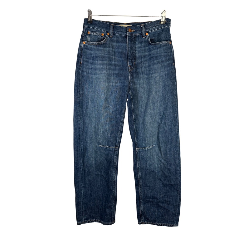 Madewell The Darted Barrel-Leg Jean Blue Medium Wash Button Fly Size 26